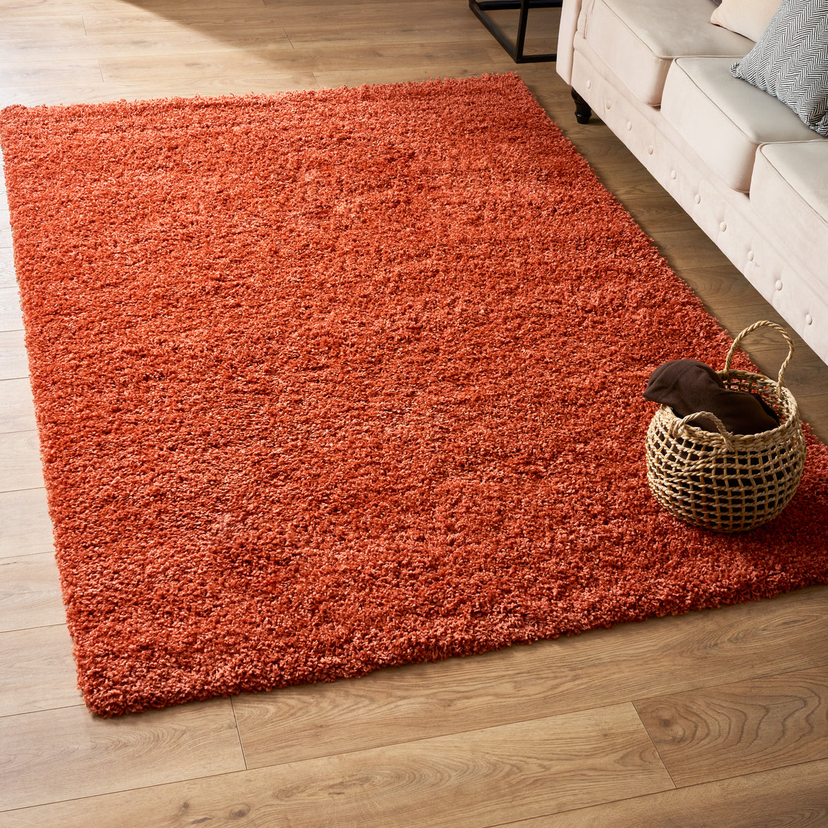 Tapis épais à poils longs couleur terre cuite - Californie