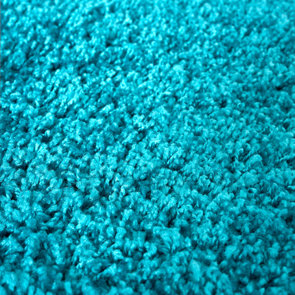 Teal Blue Thick Shaggy Rug - California