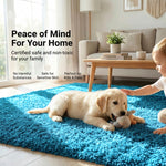 Teal Blue Thick Shaggy Rug - California