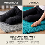 Teal Blue Thick Shaggy Rug - California