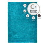 Teal Blue Thick Shaggy Rug - California