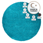 Teal Blue Thick Shaggy Rug - California