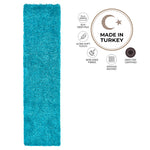 Teal Blue Thick Shaggy Rug - California