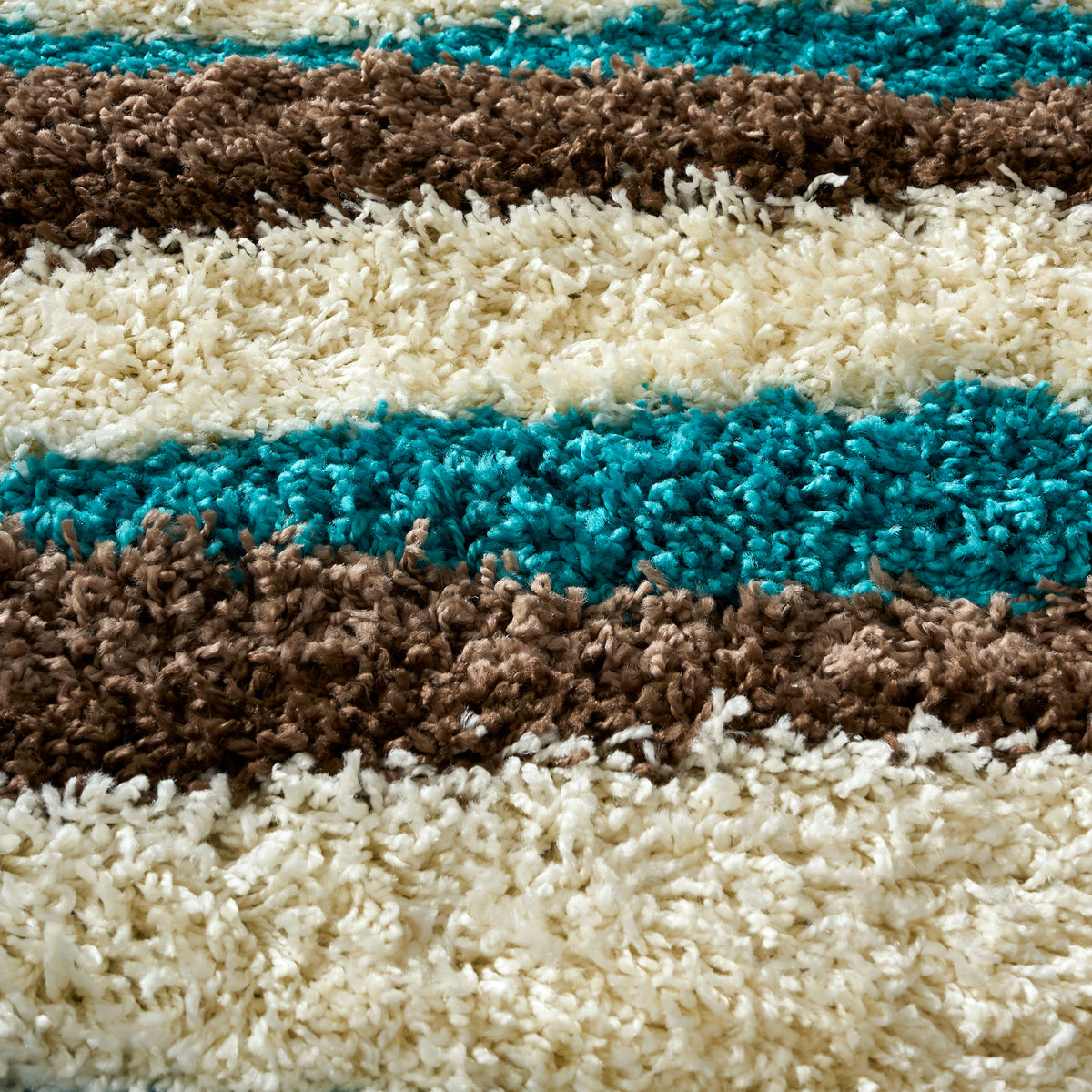 California Teal Waves Geometric Shaggy Rug, Thick 5cm Deep Pile, Rectangle and Runner Sizes, Stain Resistant