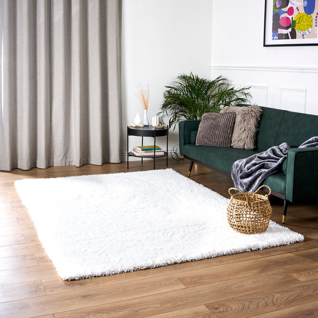 Snow White Plain Shaggy Rug - California