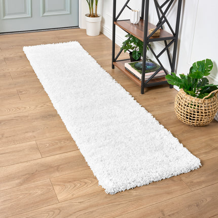 Snow White Plain Shaggy Rug - California