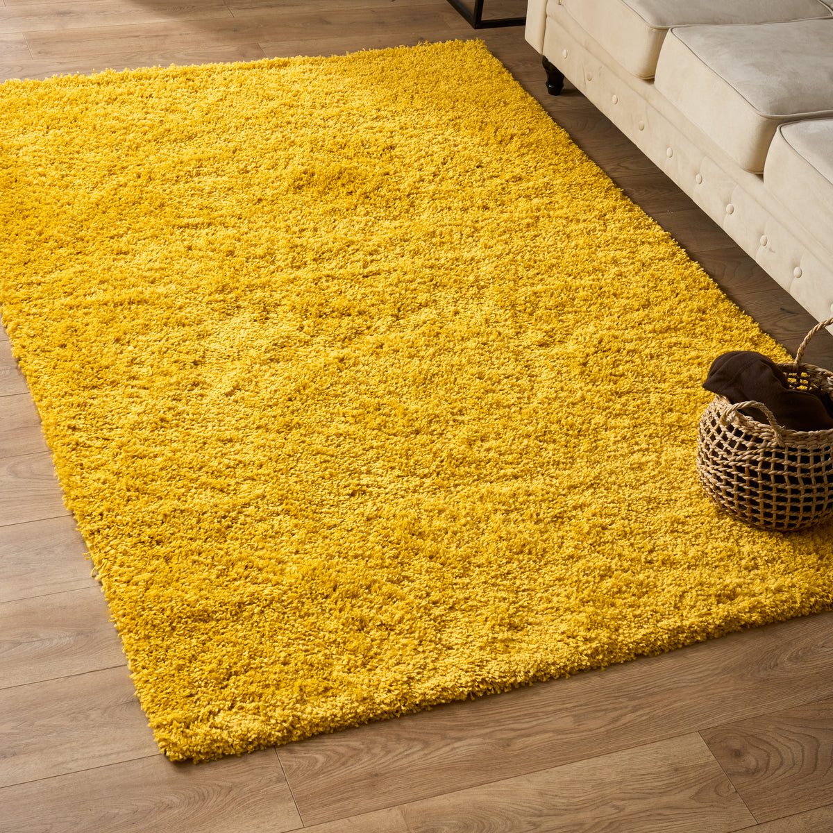 Tapis épais à poils longs jaune moutarde - Californie