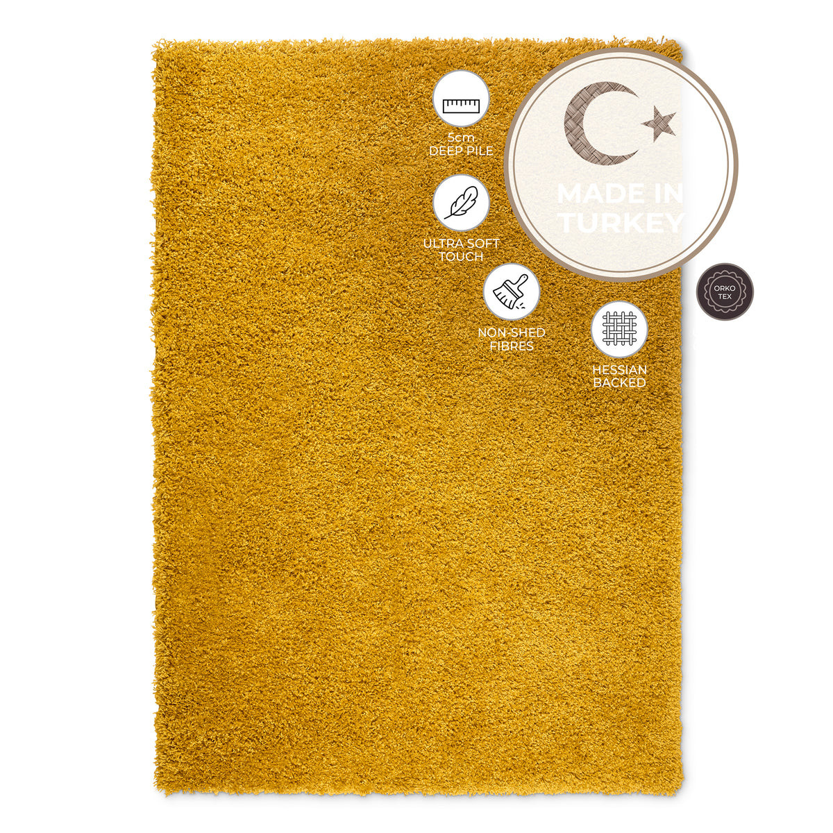 Tapis épais à poils longs jaune moutarde - Californie