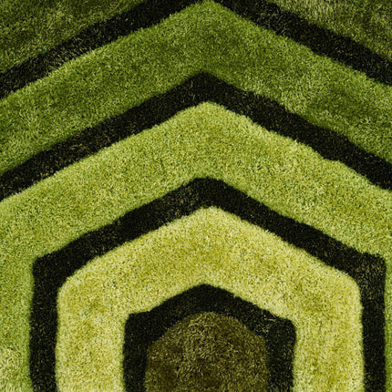 Green 3D Geometric Shaggy Rug - California-Bargainia.com