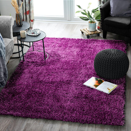 Purple Solid Shaggy Rug - New York-5056150221944-Bargainia.com