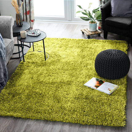 Green Solid Shaggy Rug - New York-5056150221845-Bargainia.com