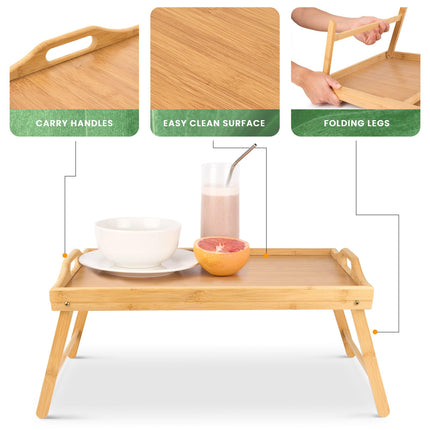 Bamboo Serving Tray With Foldable Legs - 30 x 50cm-5056536103567-Bargainia.com