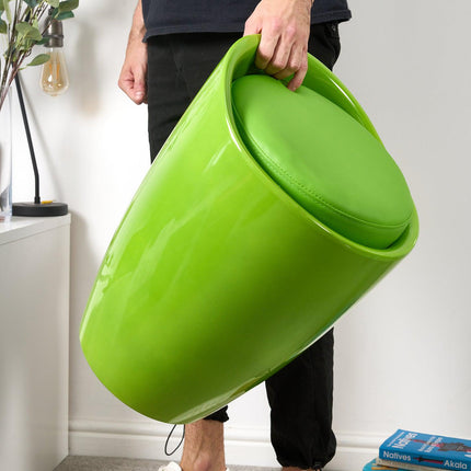 Storage Ottoman Stool With Faux Leather Seat - Green-Bargainia.com