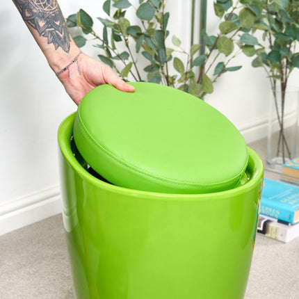 Storage Ottoman Stool With Faux Leather Seat - Green-Bargainia.com