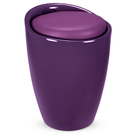 Storage Ottoman Stool With Faux Leather Seat - Purple-5056150223979-Bargainia.com