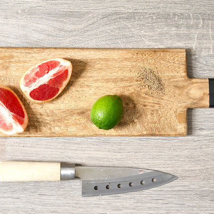 Mango Wood Serving Cutting Board With Black Handle Assorted Sizes