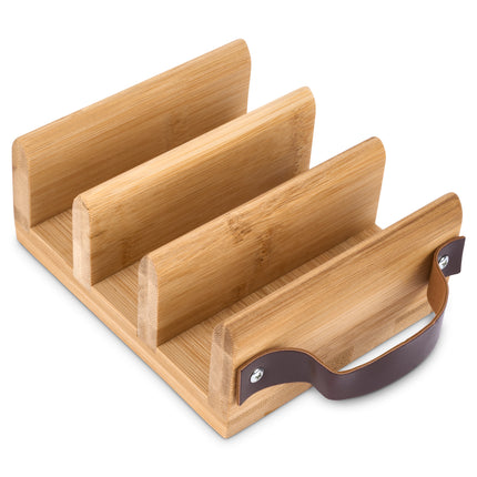Gusta Wooden Bamboo Taco Holders With Leather Handle-8712628305987-Bargainia.com