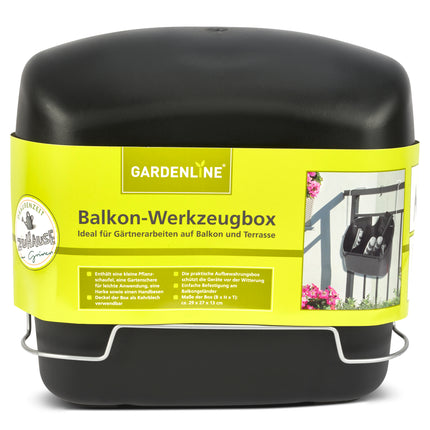 Balcony Garden Tool Box With 5 Tools Black & Hanging container-4061458057653-Bargainia.com