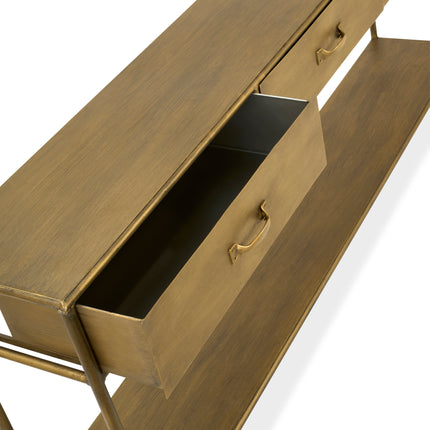 Gold Metal Sideboard Table with 3 Drawers - 172cm