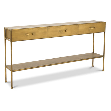 Gold Metal Sideboard Table with 3 Drawers - 172cm