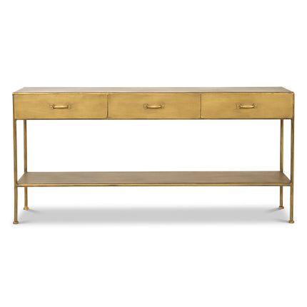 Gold Metal Sideboard Table with 3 Drawers - 172cm