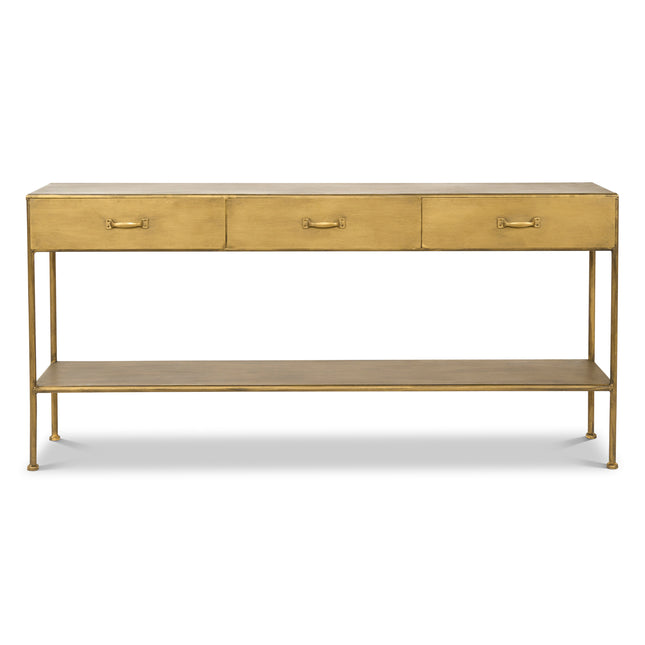 Gold Metal Sideboard Table with 3 Drawers - 172cm