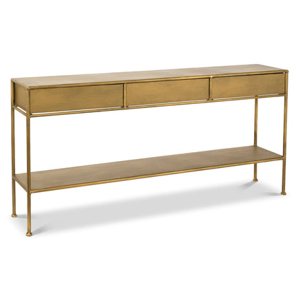 Gold Metal Sideboard Table with 3 Drawers - 172cm