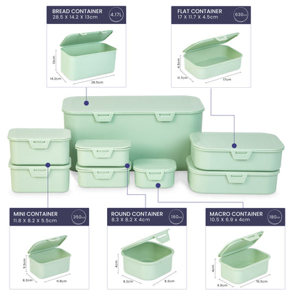Multi Function Storage Boxes With Attached Lids - Mint Green - Set of 8-4055334575300C-Bargainia.com