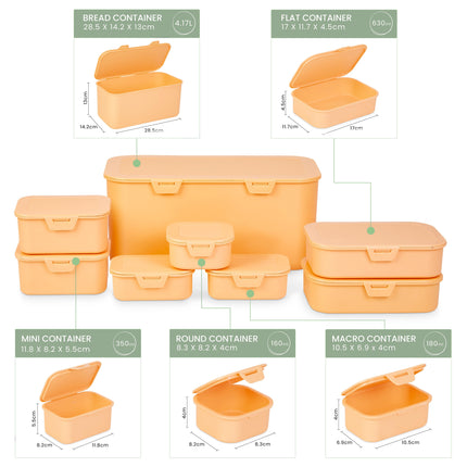 Multi Function Storage Boxes With Attached Lids - Orange - Set of 8-4055334575294-Bargainia.com