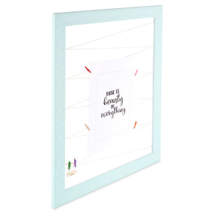 Diamante Memories Picture Frame With Strings - Duck Egg Blue