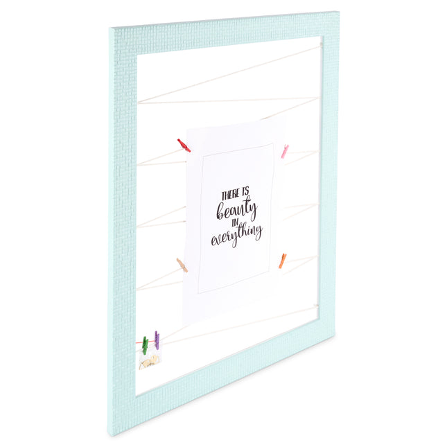 Diamante Memories Picture Frame With Strings - Duck Egg Blue