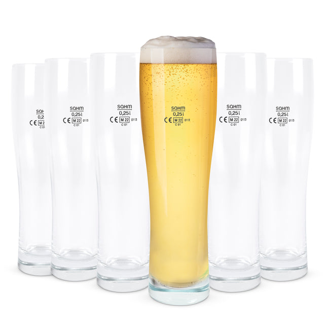 Set of 6 Sahm Weizen Premium Beer Glass 0.25L-Bargainia.com