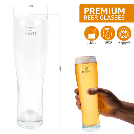 Set of 6 Sahm Weizen Premium Beer Glass 0.5L-Bargainia.com