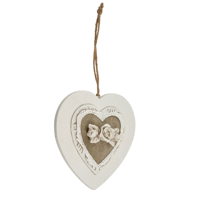 Rustic Christmas Tree Decoration - Wooden Floral Heart-8718658068991-Bargainia.com