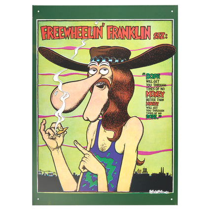 Green Freewheelin' Franklin Metal Sign - 30 x 41cm