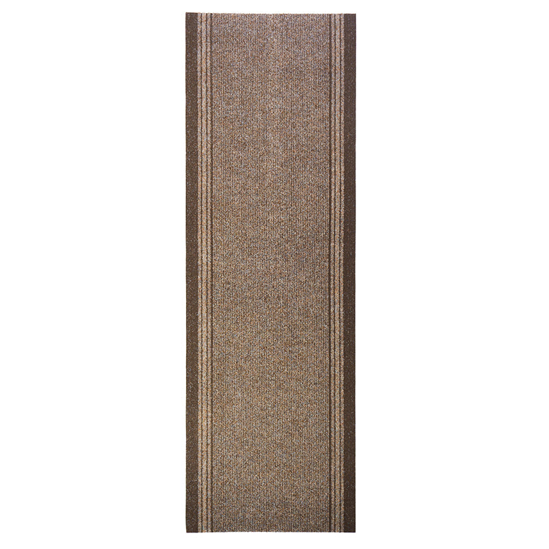 Sydney Brown Hallway Runner, Kitchen Mat, Non-Slip Rubber Backed Stair Runner, 66cm Wide, Washable, Lengths up to 30ft