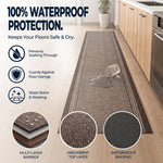 Sydney Brown Hallway Runner, Kitchen Mat, Non-Slip Rubber Backed Stair Runner, 66cm Wide, Washable, Lengths up to 30ft