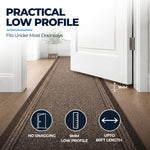 Sydney Brown Hallway Runner, Kitchen Mat, Non-Slip Rubber Backed Stair Runner, 66cm Wide, Washable, Lengths up to 30ft