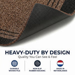 Sydney Brown Hallway Runner, Kitchen Mat, Non-Slip Rubber Backed Stair Runner, 66cm Wide, Washable, Lengths up to 30ft