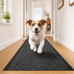 Sydney Charcoal Grey Hallway Runner, Non-Slip Rubber Backed Stair Runner and Kitchen Mat, Washable, 66cm Wide