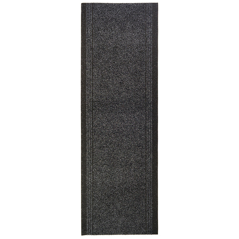 Sydney Charcoal Grey Hallway Runner, Non-Slip Rubber Backed Stair Runner and Kitchen Mat, Washable, 66cm Wide