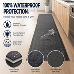 Sydney Charcoal Grey Hallway Runner, Non-Slip Rubber Backed Stair Runner and Kitchen Mat, Washable, 66cm Wide