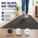 Sydney Charcoal Grey Hallway Runner, Non-Slip Rubber Backed Stair Runner and Kitchen Mat, Washable, 66cm Wide