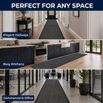 Sydney Charcoal Grey Hallway Runner, Non-Slip Rubber Backed Stair Runner and Kitchen Mat, Washable, 66cm Wide