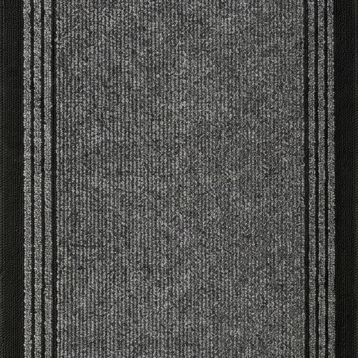 Sydney Grey Stair Runner and Kitchen Mat with Dark Border, Non-Slip Gel Backed Hallway Runner, 66cm Wide, Custom Length
