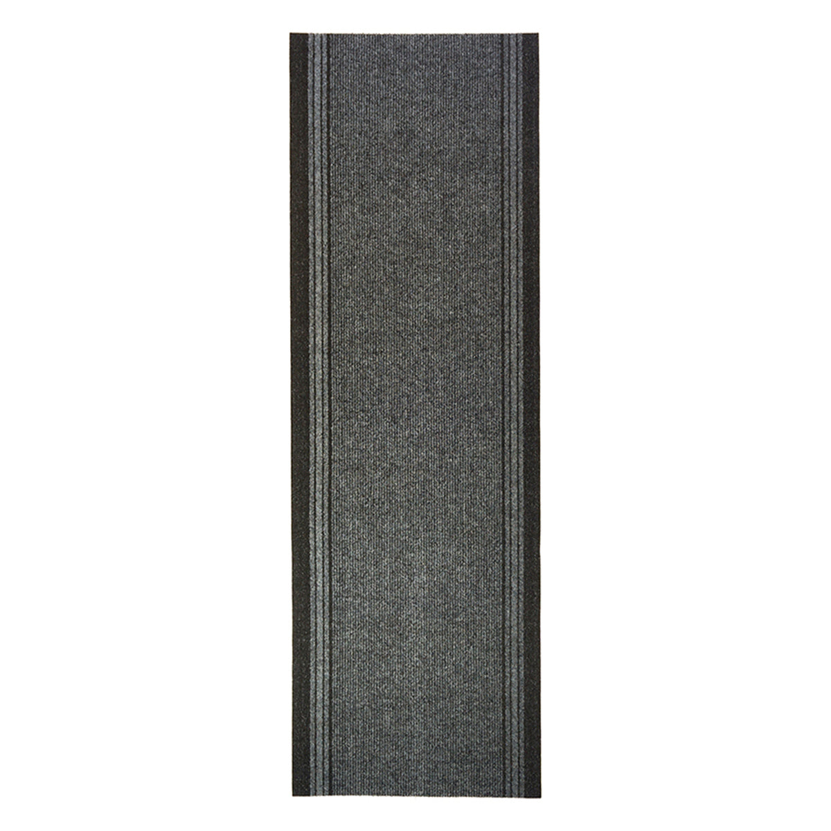 Sydney Grey Stair Runner and Kitchen Mat with Dark Border, Non-Slip Gel Backed Hallway Runner, 66cm Wide, Custom Length