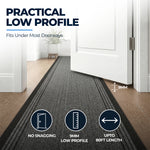 Sydney Grey Stair Runner and Kitchen Mat with Dark Border, Non-Slip Gel Backed Hallway Runner, 66cm Wide, Custom Length