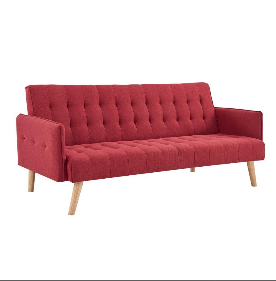 Mario Click Clack 3 Seater Double Sofa Bed - Red Bargainia