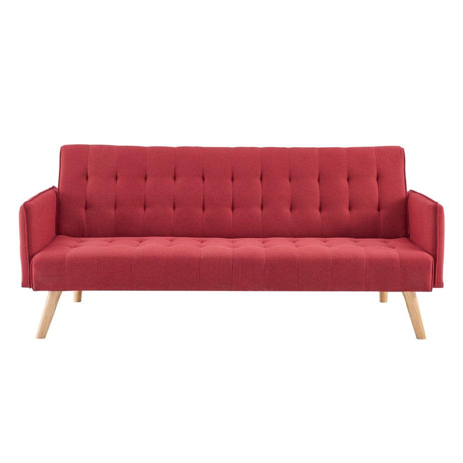 Mario Click Clack 3 Seater Double Sofa Bed - Red Bargainia
