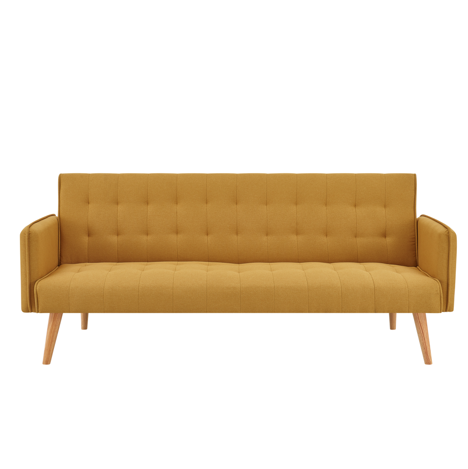 Mario Click Clack 3 Seater Double Sofa Bed - Mustard Bargainia